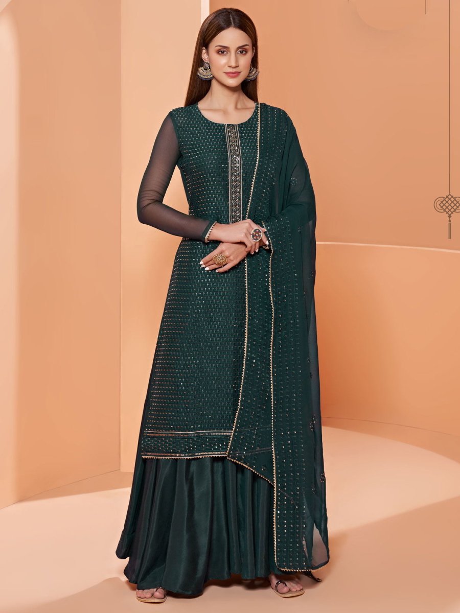 Green Sharara Suit- Indian Clothing in Denver, CO and Aurora, CO- India Fashion X M Green Sharara Suit- Indian Clothing in Denver, CO and Aurora, CO- India Fashion X M