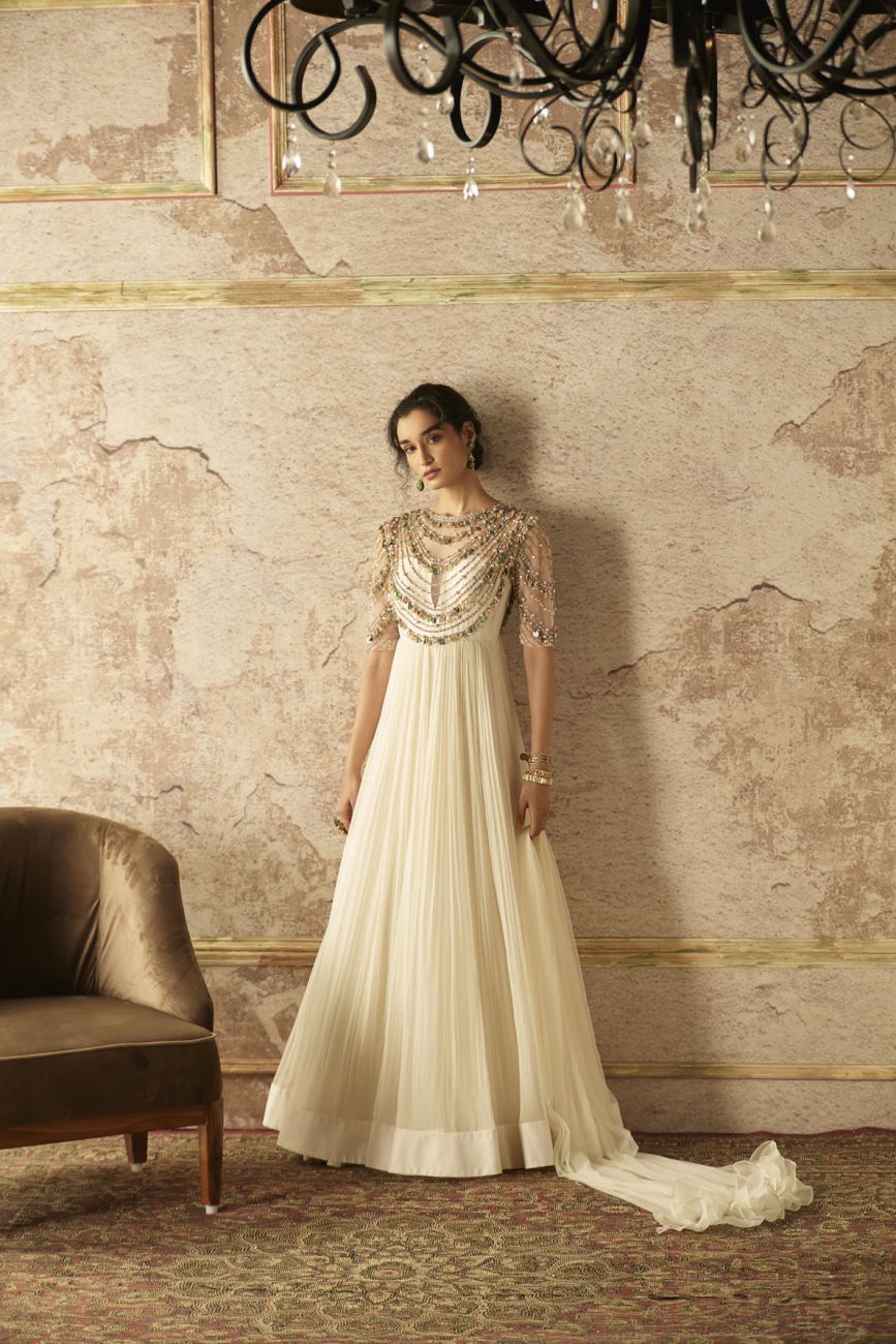 Ivory Aliza Anarkali Set- Indian Clothing in Denver, CO and Aurora, CO- India Fashion X S