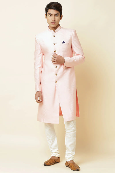 Pink Textured Silk Sherwani Set Indian Clothing in Denver, CO, Aurora, CO, Boulder, CO, Fort Collins, CO, Colorado Springs, CO, Parker, CO, Highlands Ranch, CO, Cherry Creek, CO, Centennial, CO, and Longmont, CO. NATIONWIDE SHIPPING USA- India Fashion X