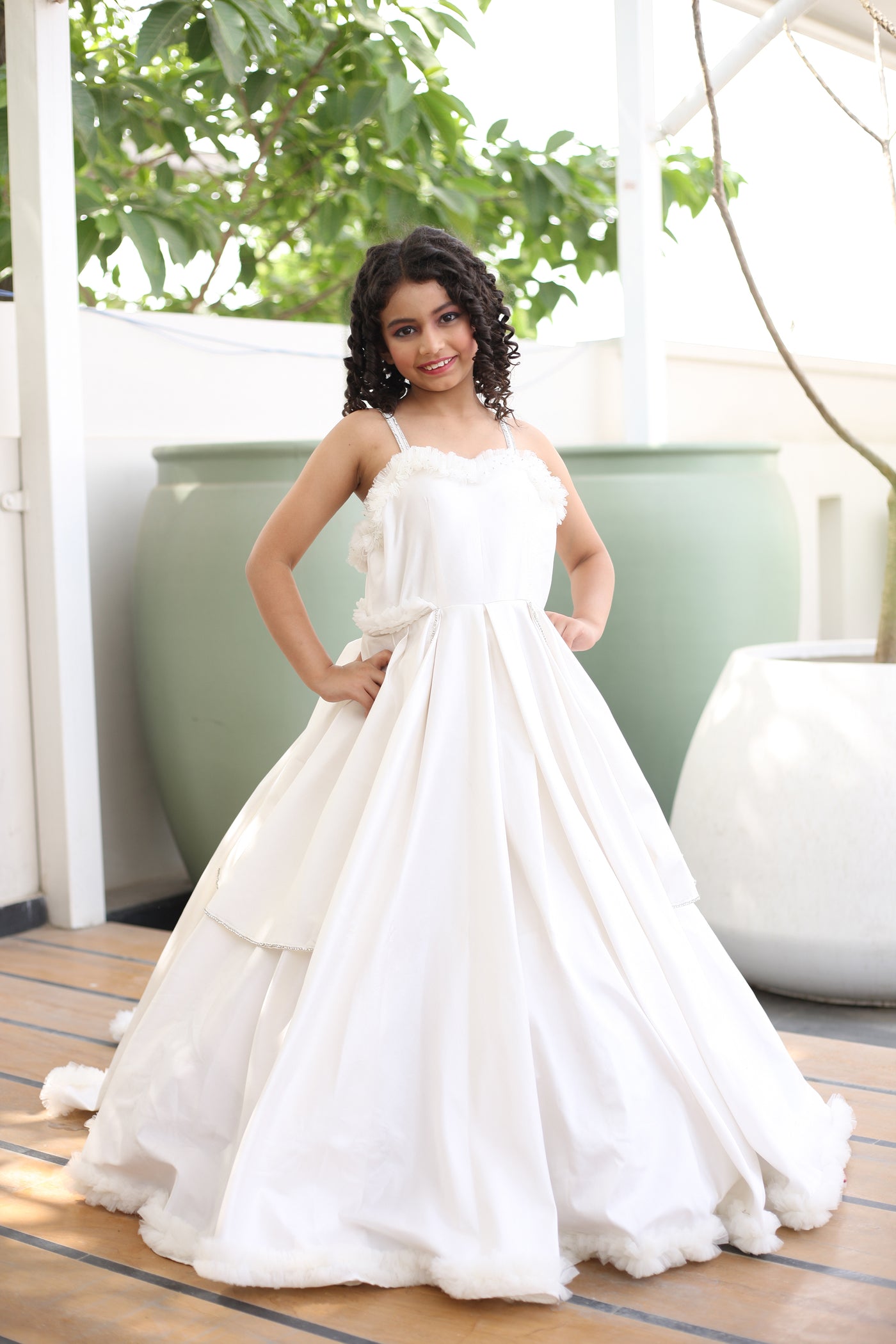 Girls' White Anarkali Gown- Small Indian Clothing in Denver, CO, Aurora, CO, Boulder, CO, Fort Collins, CO, Colorado Springs, CO, Parker, CO, Highlands Ranch, CO, Cherry Creek, CO, Centennial, CO, and Longmont, CO. NATIONWIDE SHIPPING USA- India Fashion X