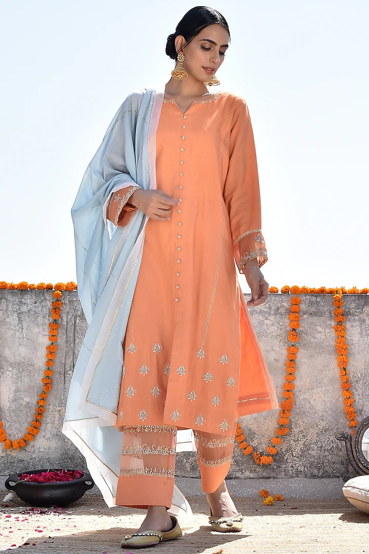 Dusty Orange Salwar Set Indian Clothing in Denver, CO, Aurora, CO, Boulder, CO, Fort Collins, CO, Colorado Springs, CO, Parker, CO, Highlands Ranch, CO, Cherry Creek, CO, Centennial, CO, and Longmont, CO. NATIONWIDE SHIPPING USA- India Fashion X