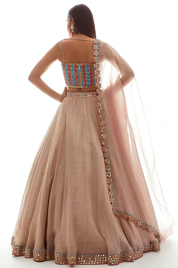 Beige Lehenga Set - Indian Clothing in Denver, CO, Aurora, CO, Boulder, CO, Fort Collins, CO, Colorado Springs, CO, Parker, CO, Highlands Ranch, CO, Cherry Creek, CO, Centennial, CO, and Longmont, CO. Nationwide shipping USA - India Fashion X