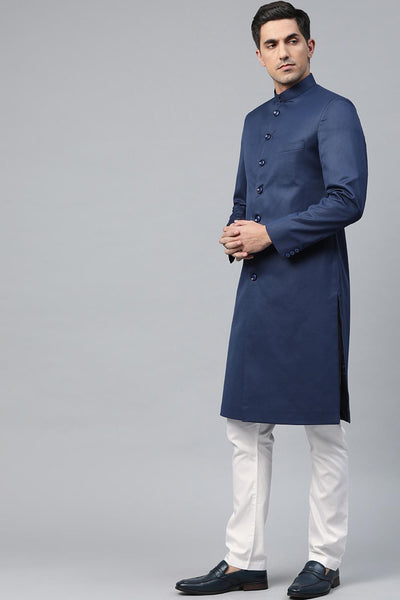 Solid Navy Sherwani Set Indian Clothing in Denver, CO, Aurora, CO, Boulder, CO, Fort Collins, CO, Colorado Springs, CO, Parker, CO, Highlands Ranch, CO, Cherry Creek, CO, Centennial, CO, and Longmont, CO. NATIONWIDE SHIPPING USA- India Fashion X
