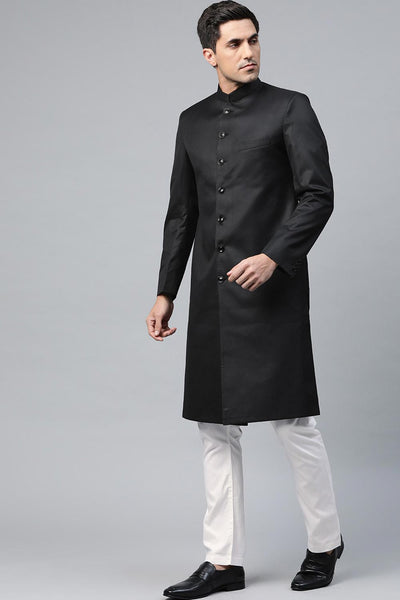 Solid Black Sherwani Set Indian Clothing in Denver, CO, Aurora, CO, Boulder, CO, Fort Collins, CO, Colorado Springs, CO, Parker, CO, Highlands Ranch, CO, Cherry Creek, CO, Centennial, CO, and Longmont, CO. NATIONWIDE SHIPPING USA- India Fashion X