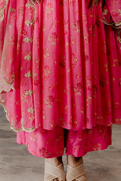 Fuchsia Printed Anarkali Set - Indian Clothing in Denver, CO, Aurora, CO, Boulder, CO, Fort Collins, CO, Colorado Springs, CO, Parker, CO, Highlands Ranch, CO, Cherry Creek, CO, Centennial, CO, and Longmont, CO. Nationwide shipping USA - India Fashion X