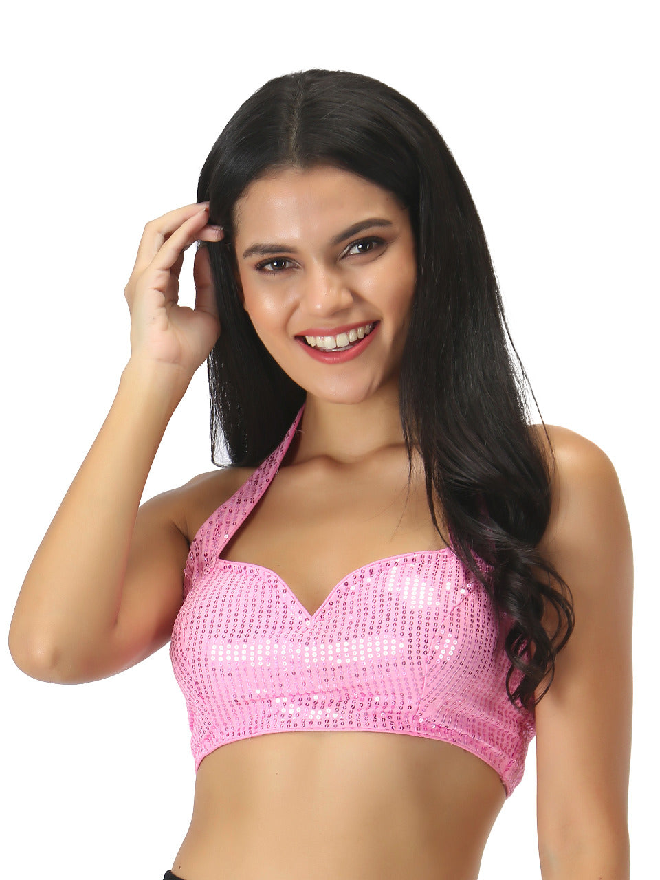 Saree Blouse Top in Shimmering Pink - Indian Clothing in Denver, CO, Aurora, CO, Boulder, CO, Fort Collins, CO, Colorado Springs, CO, Parker, CO, Highlands Ranch, CO, Cherry Creek, CO, Centennial, CO, and Longmont, CO. Nationwide shipping USA - India Fashion X