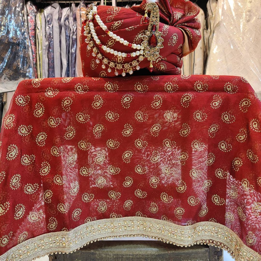 Red Groom Pagri Dupatta Set Indian Clothing in Denver, CO, Aurora, CO, Boulder, CO, Fort Collins, CO, Colorado Springs, CO, Parker, CO, Highlands Ranch, CO, Cherry Creek, CO, Centennial, CO, and Longmont, CO. NATIONWIDE SHIPPING USA- India Fashion X