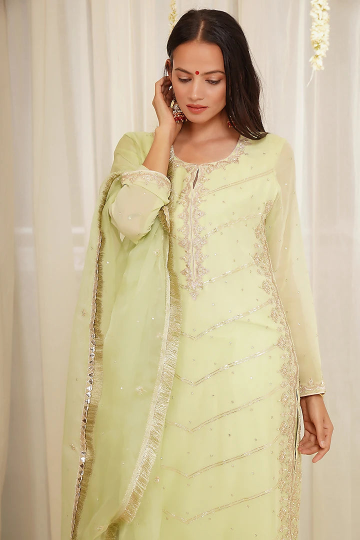 Pista Green Kurta Set- Indian Clothing in Denver, CO and Aurora, CO- India Fashion X S