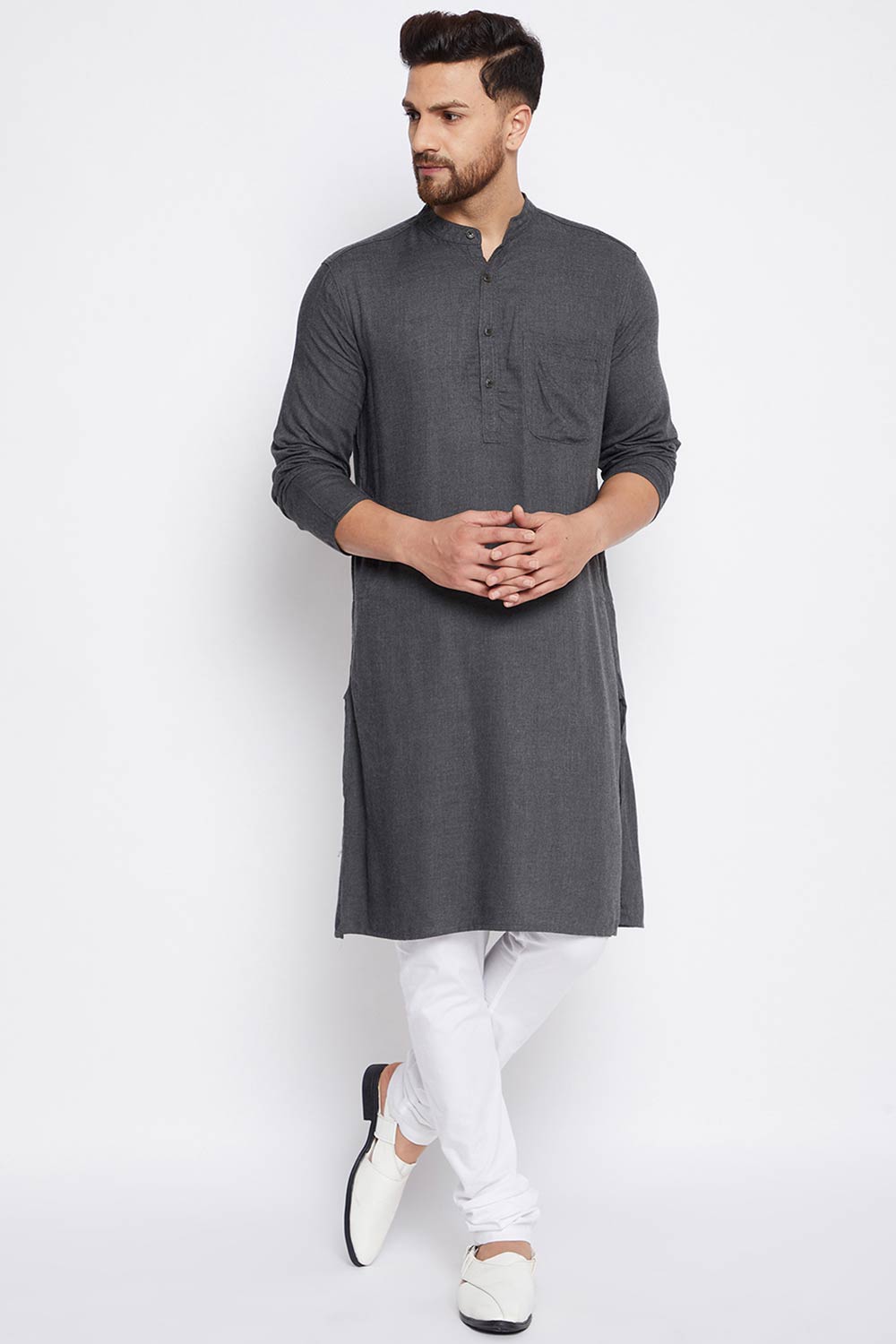 Gray Cotton Kurta Indian Clothing in Denver, CO, Aurora, CO, Boulder, CO, Fort Collins, CO, Colorado Springs, CO, Parker, CO, Highlands Ranch, CO, Cherry Creek, CO, Centennial, CO, and Longmont, CO. NATIONWIDE SHIPPING USA- India Fashion X