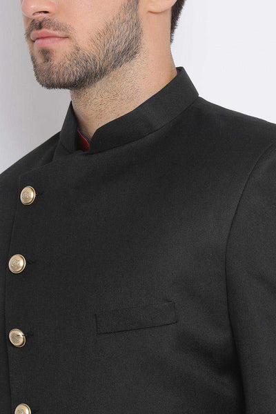 Black Buttoned Sherwani Indian Clothing in Denver, CO, Aurora, CO, Boulder, CO, Fort Collins, CO, Colorado Springs, CO, Parker, CO, Highlands Ranch, CO, Cherry Creek, CO, Centennial, CO, and Longmont, CO. NATIONWIDE SHIPPING USA- India Fashion X