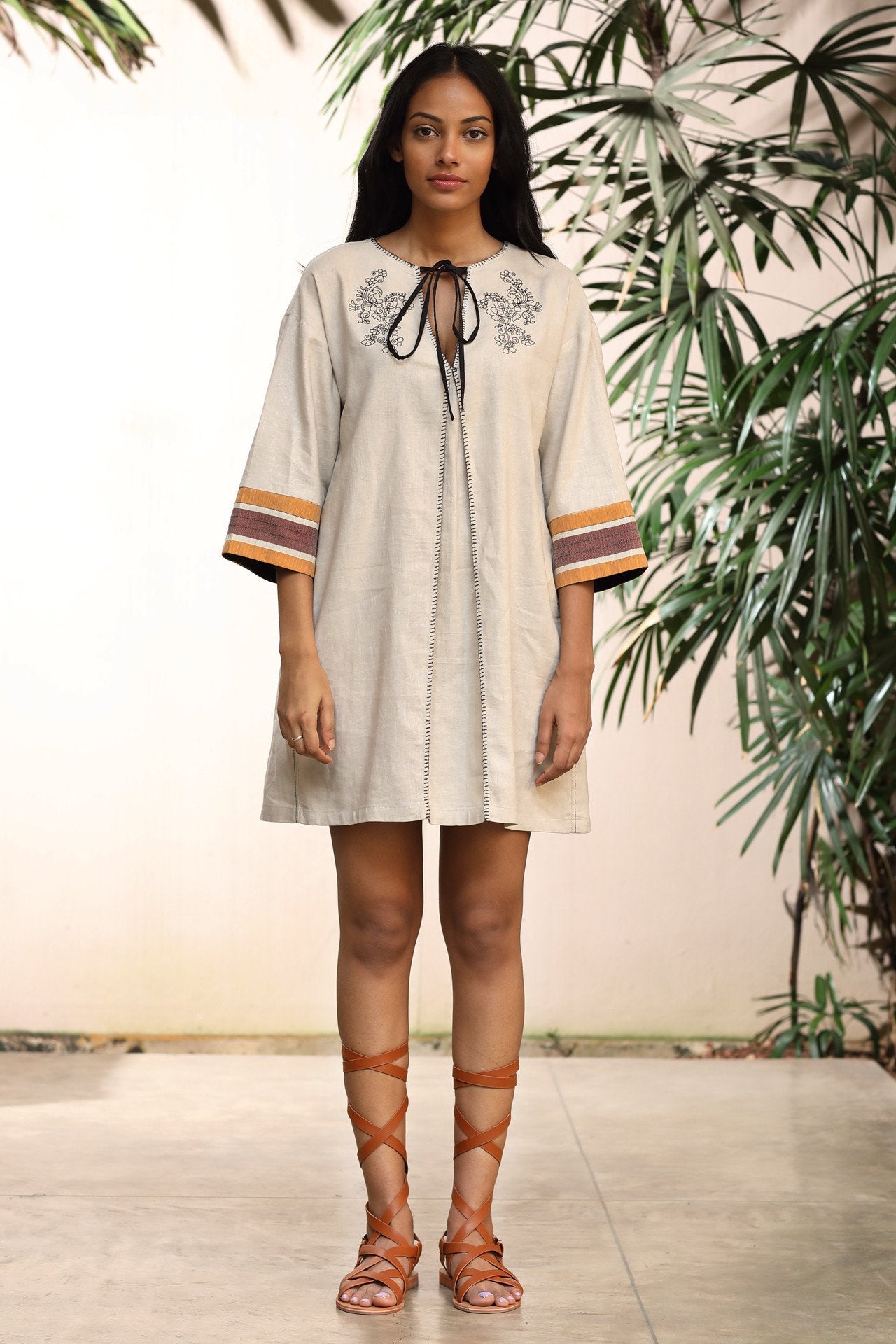 Linen Kurta Mini Dress - Indian Clothing in Denver, CO, Aurora, CO, Boulder, CO, Fort Collins, CO, Colorado Springs, CO, Parker, CO, Highlands Ranch, CO, Cherry Creek, CO, Centennial, CO, and Longmont, CO. Nationwide shipping USA - India Fashion X