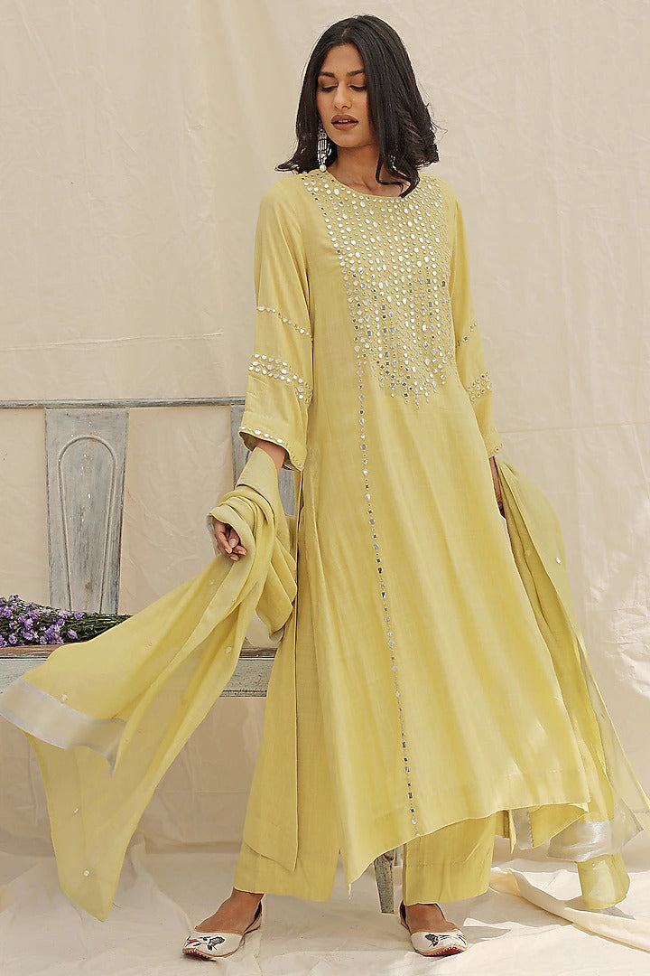 Lime Green Kurta Set- Indian Clothing in Denver, CO and Aurora, CO- India Fashion X XXL
