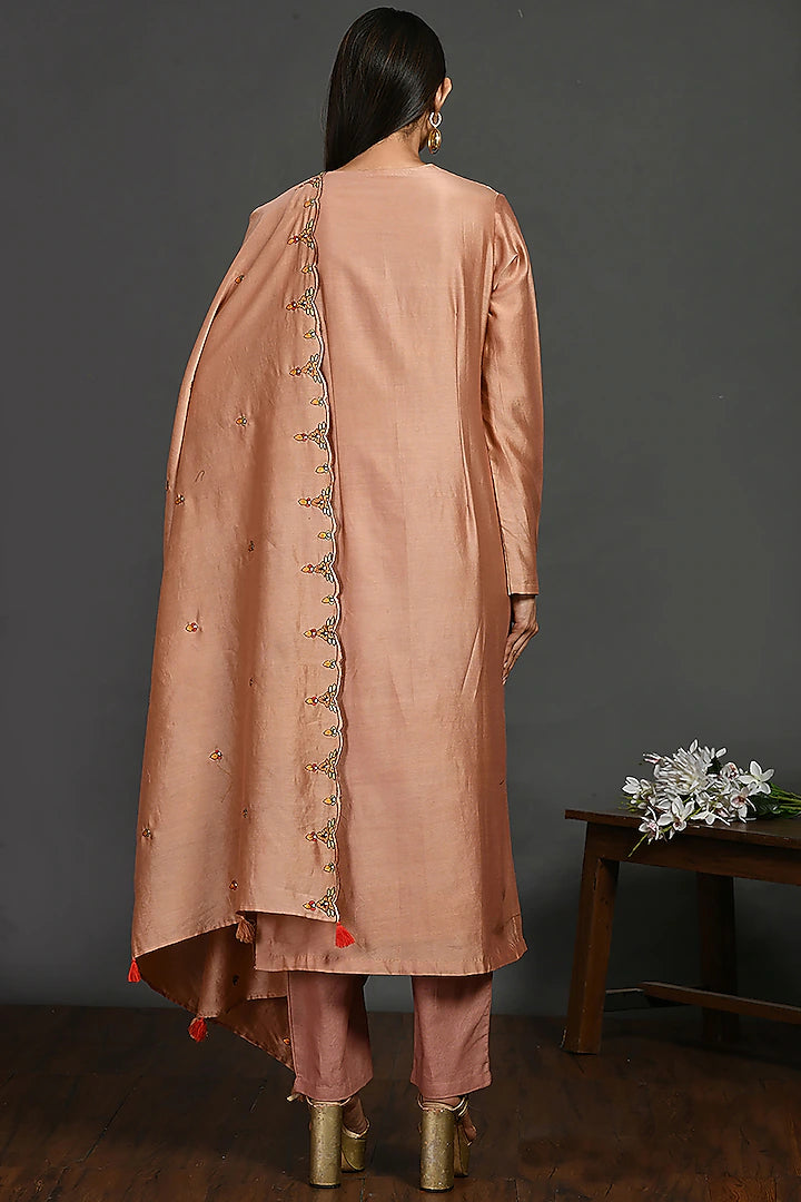 Peach A-Line Kurta Set - Indian Clothing in Denver, CO, Aurora, CO, Boulder, CO, Fort Collins, CO, Colorado Springs, CO, Parker, CO, Highlands Ranch, CO, Cherry Creek, CO, Centennial, CO, and Longmont, CO. Nationwide shipping USA - India Fashion X