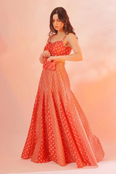 Orange Chanderi Printed Jumpsuit Indian Clothing in Denver, CO, Aurora, CO, Boulder, CO, Fort Collins, CO, Colorado Springs, CO, Parker, CO, Highlands Ranch, CO, Cherry Creek, CO, Centennial, CO, and Longmont, CO. NATIONWIDE SHIPPING USA- India Fashion X
