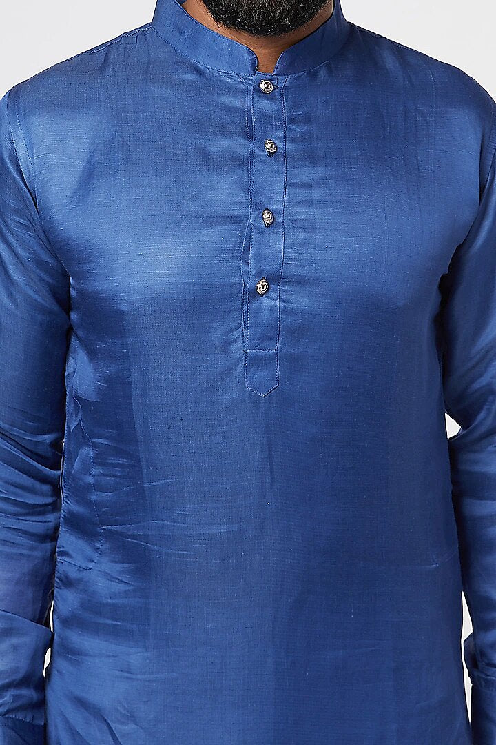 Blue Linen Satin Kurta Indian Clothing in Denver, CO, Aurora, CO, Boulder, CO, Fort Collins, CO, Colorado Springs, CO, Parker, CO, Highlands Ranch, CO, Cherry Creek, CO, Centennial, CO, and Longmont, CO. NATIONWIDE SHIPPING USA- India Fashion X