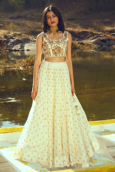 Off White Embroidered Lehenga Indian Clothing in Denver, CO, Aurora, CO, Boulder, CO, Fort Collins, CO, Colorado Springs, CO, Parker, CO, Highlands Ranch, CO, Cherry Creek, CO, Centennial, CO, and Longmont, CO. NATIONWIDE SHIPPING USA- India Fashion X
