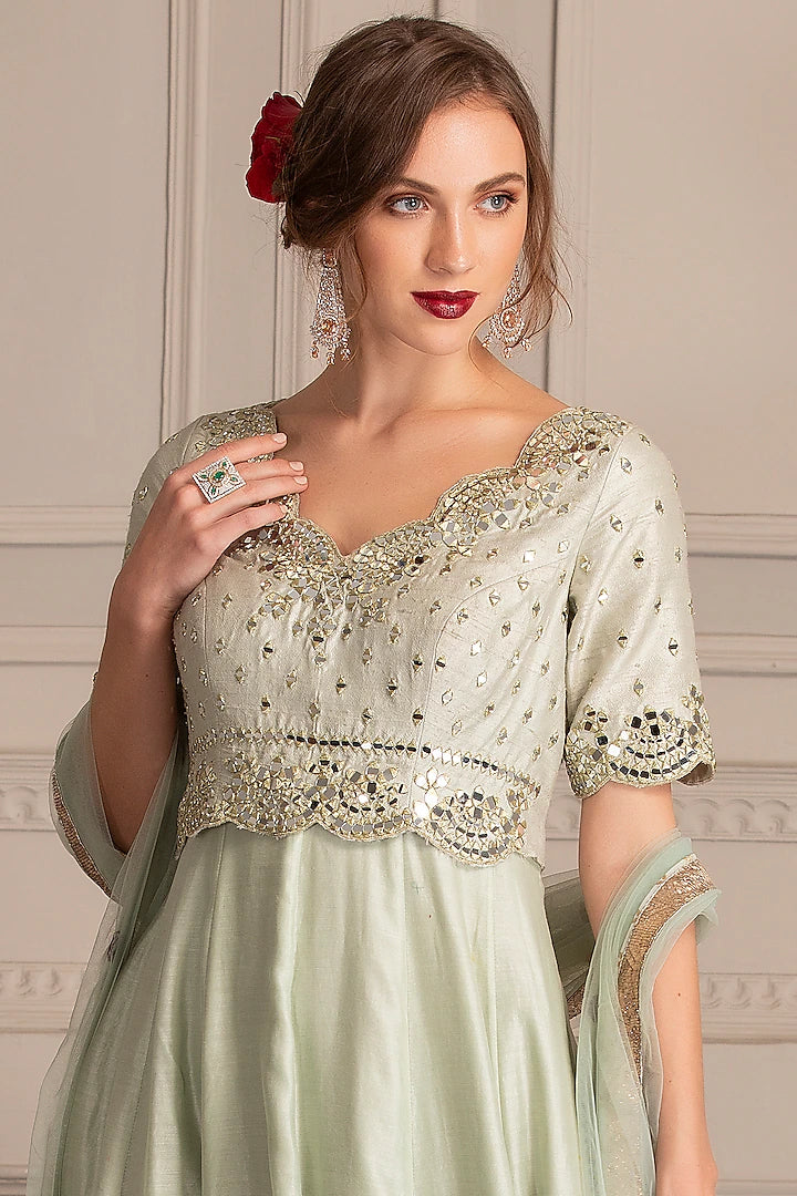 Mint Embroidered Anarkali Set Indian Clothing in Denver, CO, Aurora, CO, Boulder, CO, Fort Collins, CO, Colorado Springs, CO, Parker, CO, Highlands Ranch, CO, Cherry Creek, CO, Centennial, CO, and Longmont, CO. NATIONWIDE SHIPPING USA- India Fashion X