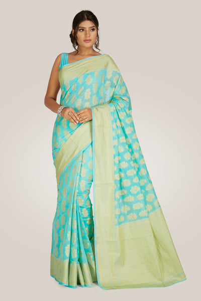 Aqua Blue Traditional Silk Saree - Indian Clothing in Denver, CO, Aurora, CO, Boulder, CO, Fort Collins, CO, Colorado Springs, CO, Parker, CO, Highlands Ranch, CO, Cherry Creek, CO, Centennial, CO, and Longmont, CO. Nationwide shipping USA - India Fashion X