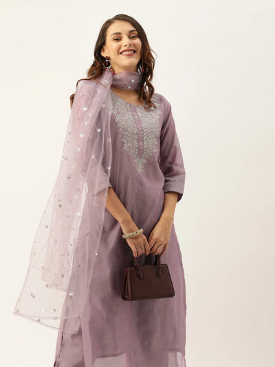 Mauve Silk Kurta Set - Indian Clothing in Denver, CO, Aurora, CO, Boulder, CO, Fort Collins, CO, Colorado Springs, CO, Parker, CO, Highlands Ranch, CO, Cherry Creek, CO, Centennial, CO, and Longmont, CO. Nationwide shipping USA - India Fashion X