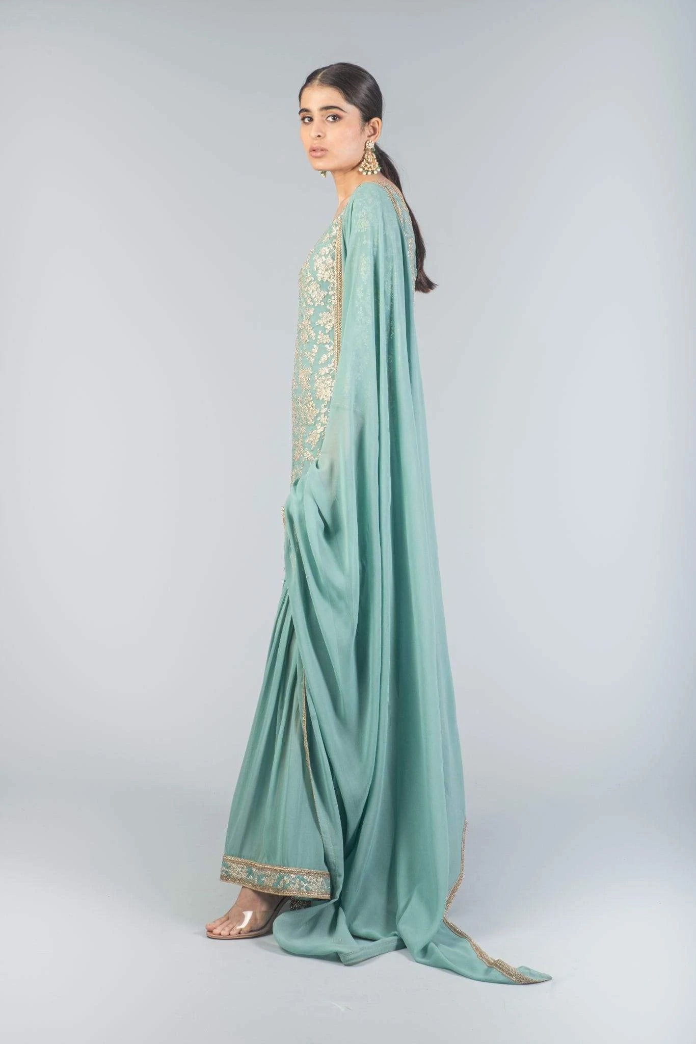 Teal Georgette Skirt Set Indian Clothing in Denver, CO, Aurora, CO, Boulder, CO, Fort Collins, CO, Colorado Springs, CO, Parker, CO, Highlands Ranch, CO, Cherry Creek, CO, Centennial, CO, and Longmont, CO. NATIONWIDE SHIPPING USA- India Fashion X