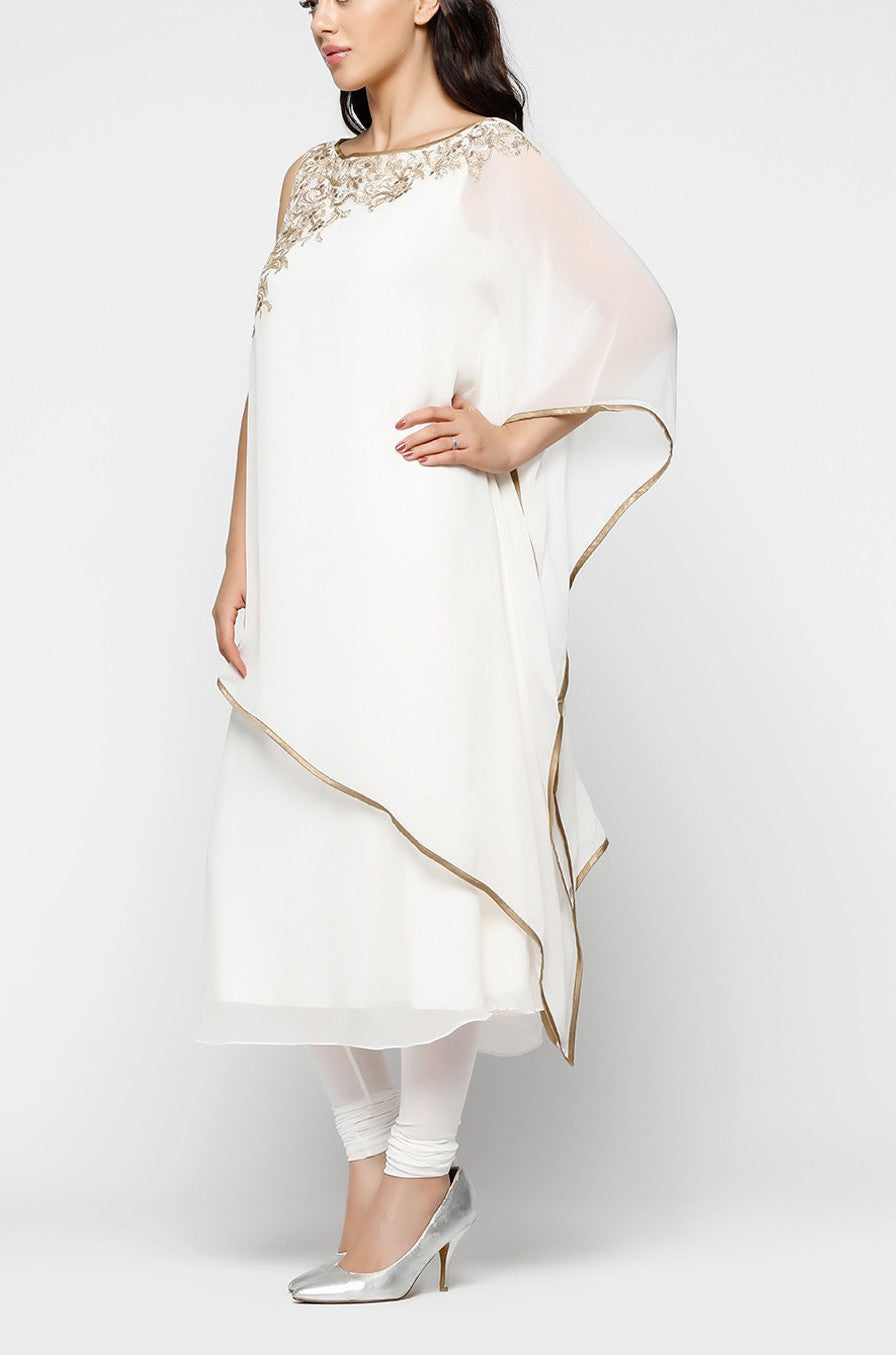 White Kaftan Style Suit - Indian Clothing in Denver, CO, Aurora, CO, Boulder, CO, Fort Collins, CO, Colorado Springs, CO, Parker, CO, Highlands Ranch, CO, Cherry Creek, CO, Centennial, CO, and Longmont, CO. Nationwide shipping USA - India Fashion X