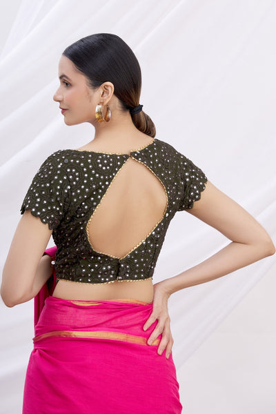 Brown Mirror Work Blouse - Indian Clothing in Denver, CO, Aurora, CO, Boulder, CO, Fort Collins, CO, Colorado Springs, CO, Parker, CO, Highlands Ranch, CO, Cherry Creek, CO, Centennial, CO, and Longmont, CO. Nationwide shipping USA - India Fashion X