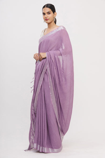 Purple Linen Blend Saree - Indian Clothing in Denver, CO, Aurora, CO, Boulder, CO, Fort Collins, CO, Colorado Springs, CO, Parker, CO, Highlands Ranch, CO, Cherry Creek, CO, Centennial, CO, and Longmont, CO. Nationwide shipping USA - India Fashion X