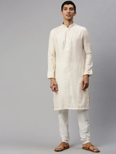 Cream Textured Kurta Set Indian Clothing in Denver, CO, Aurora, CO, Boulder, CO, Fort Collins, CO, Colorado Springs, CO, Parker, CO, Highlands Ranch, CO, Cherry Creek, CO, Centennial, CO, and Longmont, CO. NATIONWIDE SHIPPING USA- India Fashion X