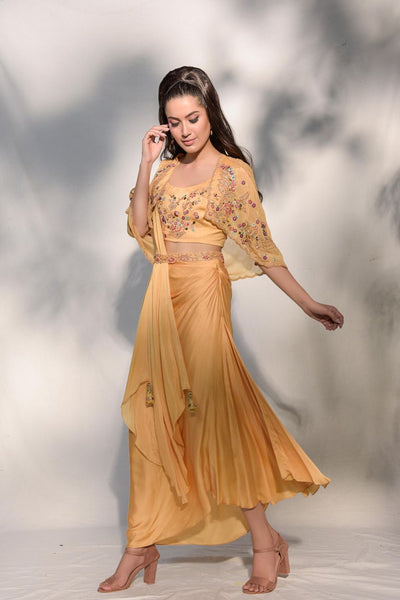 Modal Satin Cape-Skirt Set Indian Clothing in Denver, CO, Aurora, CO, Boulder, CO, Fort Collins, CO, Colorado Springs, CO, Parker, CO, Highlands Ranch, CO, Cherry Creek, CO, Centennial, CO, and Longmont, CO. NATIONWIDE SHIPPING USA- India Fashion X