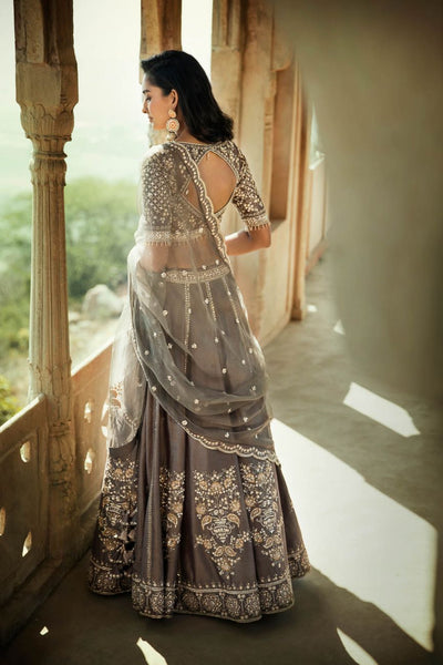 Gray Silk Lehenga Set Indian Clothing in Denver, CO, Aurora, CO, Boulder, CO, Fort Collins, CO, Colorado Springs, CO, Parker, CO, Highlands Ranch, CO, Cherry Creek, CO, Centennial, CO, and Longmont, CO. NATIONWIDE SHIPPING USA- India Fashion X