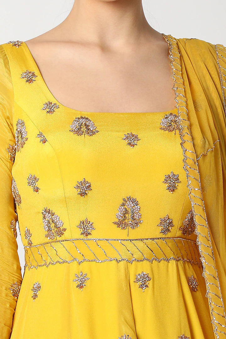Pineapple Yellow Zardosi Anarkali - Indian Clothing in Denver, CO, Aurora, CO, Boulder, CO, Fort Collins, CO, Colorado Springs, CO, Parker, CO, Highlands Ranch, CO, Cherry Creek, CO, Centennial, CO, and Longmont, CO. Nationwide shipping USA - India Fashion X