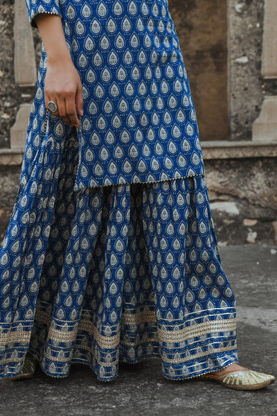 Blue Printed Kurta Set Indian Clothing in Denver, CO, Aurora, CO, Boulder, CO, Fort Collins, CO, Colorado Springs, CO, Parker, CO, Highlands Ranch, CO, Cherry Creek, CO, Centennial, CO, and Longmont, CO. NATIONWIDE SHIPPING USA- India Fashion X