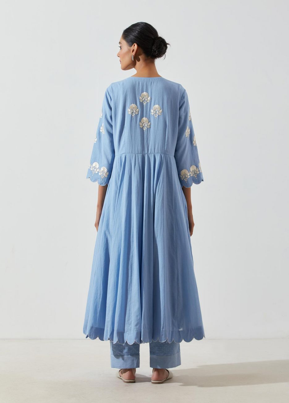 Powder Blue Mogra Kurta Set - Indian Clothing in Denver, CO, Aurora, CO, Boulder, CO, Fort Collins, CO, Colorado Springs, CO, Parker, CO, Highlands Ranch, CO, Cherry Creek, CO, Centennial, CO, and Longmont, CO. Nationwide shipping USA - India Fashion X