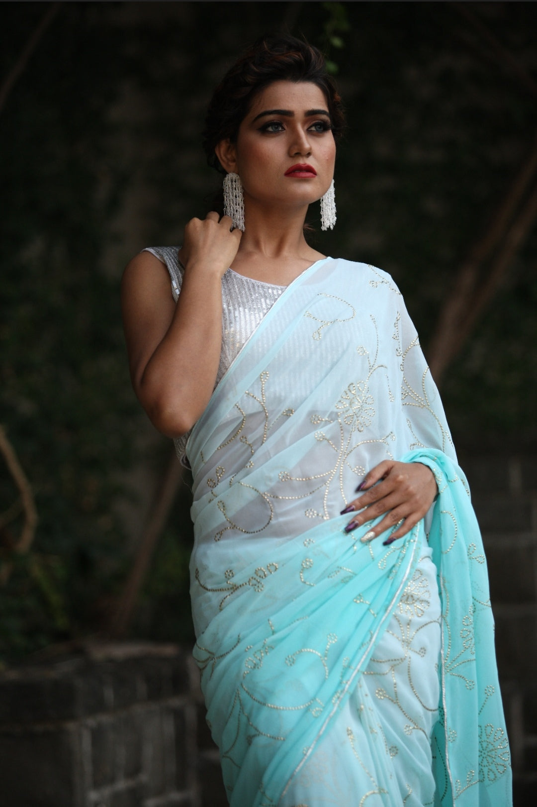 Closeup saree shot from the new threaded silks collection - Indian clothing in Denver, CO - India Fashion X