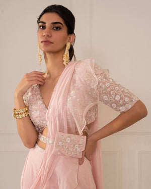 Indian Clothing in Denver, CO and Aurora, CO. Pink Saree with Belt - India Fashion X 