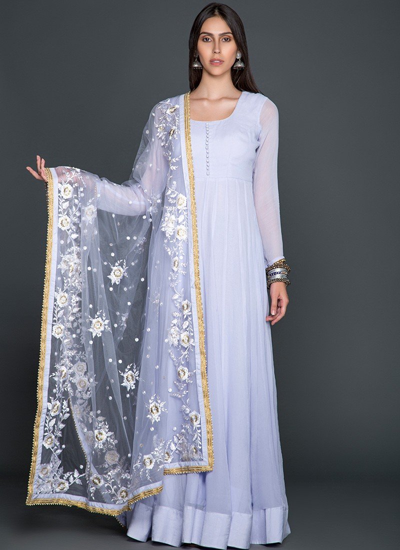 Lavendar Embroidered Dupatta Anarkali - Indian Clothing in Denver, CO, Aurora, CO, Boulder, CO, Fort Collins, CO, Colorado Springs, CO, Parker, CO, Highlands Ranch, CO, Cherry Creek, CO, Centennial, CO, and Longmont, CO. Nationwide shipping USA - India Fashion X