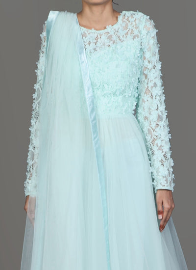 Mint Net Anarkali Gown - Indian Clothing in Denver, CO, Aurora, CO, Boulder, CO, Fort Collins, CO, Colorado Springs, CO, Parker, CO, Highlands Ranch, CO, Cherry Creek, CO, Centennial, CO, and Longmont, CO. Nationwide shipping USA - India Fashion X