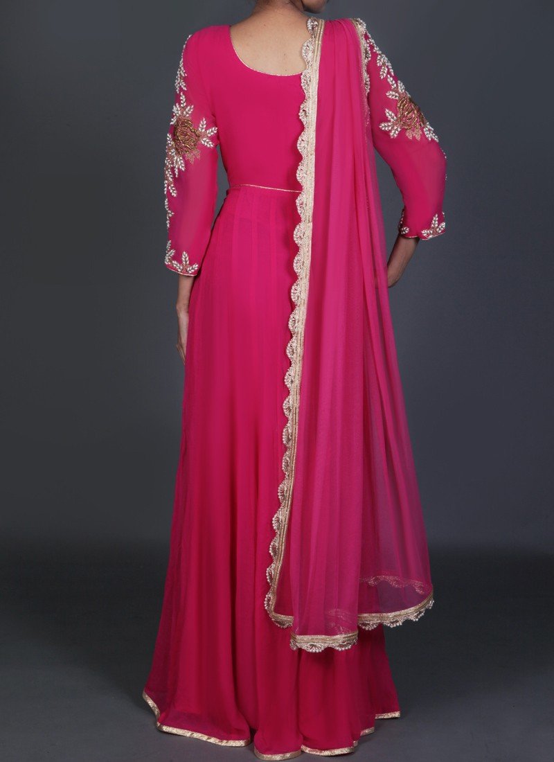 Hot Pink Embroidered Anarkali- Indian Clothing in Denver, CO and Aurora, CO- India Fashion X xxl