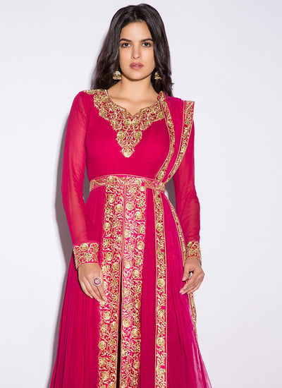 Magenta Pink Embroidered Anarkali - Indian Clothing in Denver, CO, Aurora, CO, Boulder, CO, Fort Collins, CO, Colorado Springs, CO, Parker, CO, Highlands Ranch, CO, Cherry Creek, CO, Centennial, CO, and Longmont, CO. Nationwide shipping USA - India Fashion X