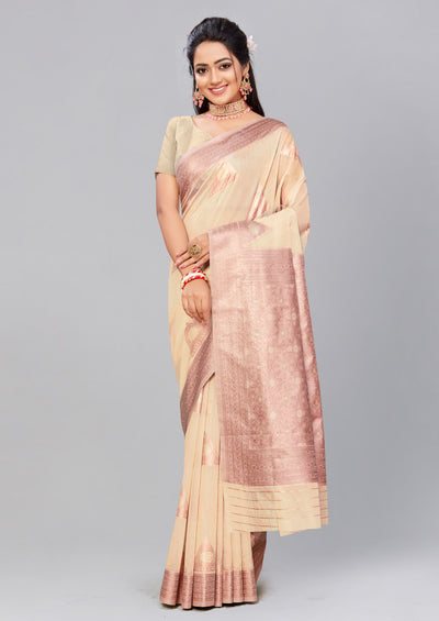 Bisque Handloom Saree - Indian Clothing in Denver, CO, Aurora, CO, Boulder, CO, Fort Collins, CO, Colorado Springs, CO, Parker, CO, Highlands Ranch, CO, Cherry Creek, CO, Centennial, CO, and Longmont, CO. Nationwide shipping USA - India Fashion X