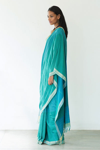 Caribbean Wave Saree - Indian Clothing in Denver, CO, Aurora, CO, Boulder, CO, Fort Collins, CO, Colorado Springs, CO, Parker, CO, Highlands Ranch, CO, Cherry Creek, CO, Centennial, CO, and Longmont, CO. Nationwide shipping USA - India Fashion X