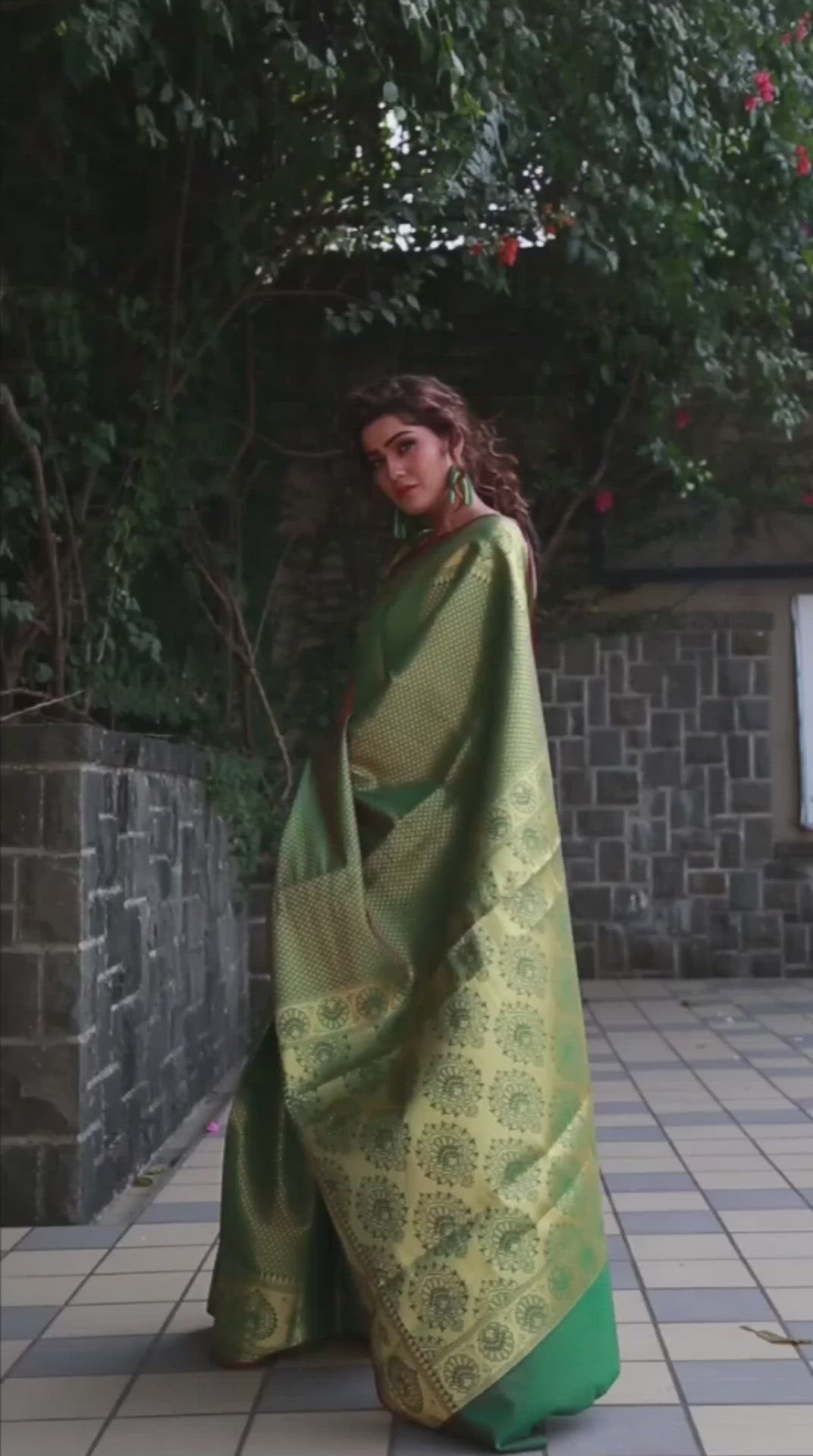 Green Banarasi Silk Saree- Indian Clothing in Denver, CO, and Aurora, CO- India Fashion X