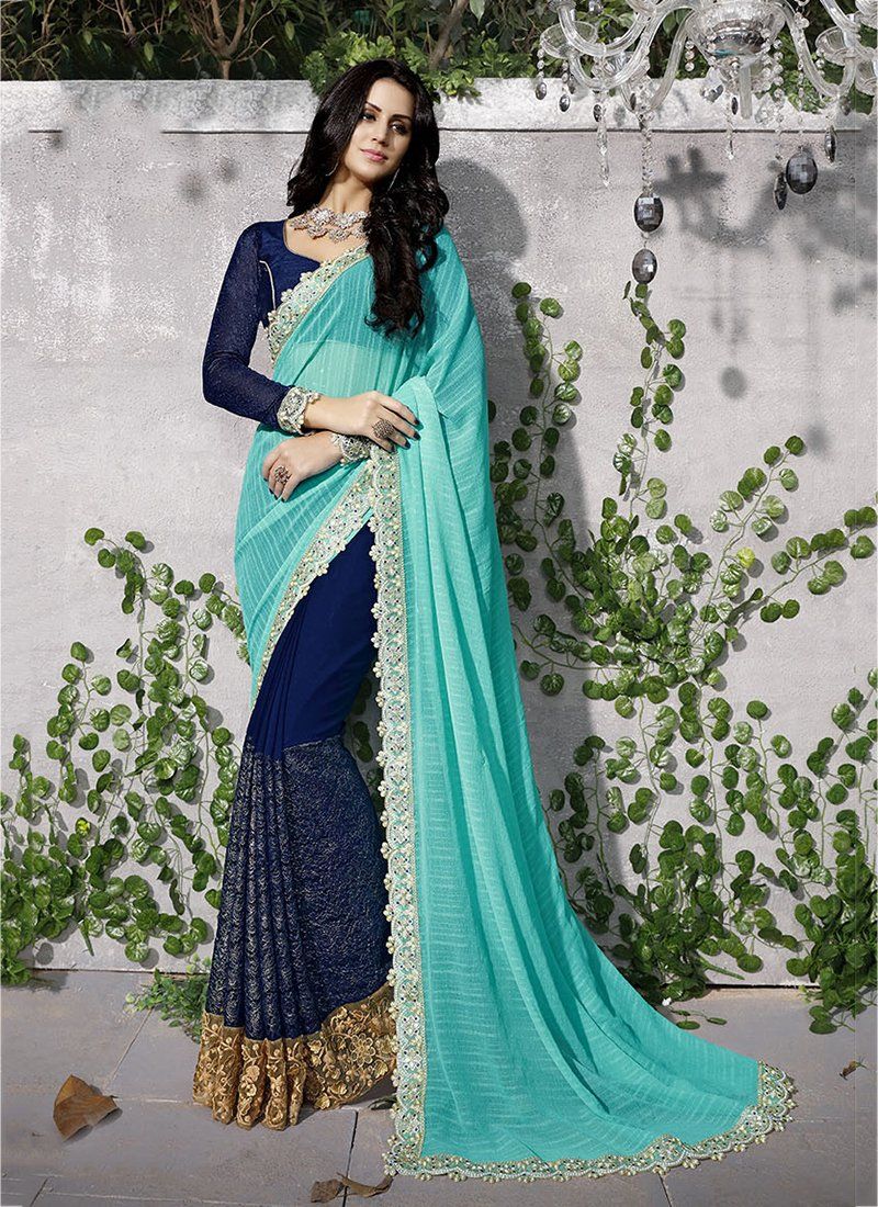 Embroidered Sarees  - navy - Indian Clothing in Denver, CO, Aurora, CO, Boulder, CO, Fort Collins, CO, Colorado Springs, CO, Parker, CO, Highlands Ranch, CO, Cherry Creek, CO, Centennial, CO, and Longmont, CO. Nationwide shipping USA - India Fashion X