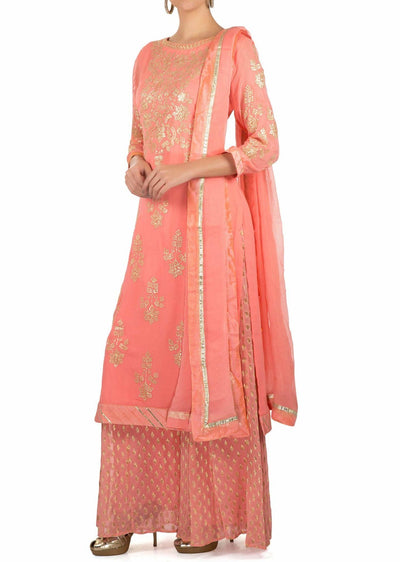 Candy Pink Palazzo Suit - Indian Clothing in Denver, CO, Aurora, CO, Boulder, CO, Fort Collins, CO, Colorado Springs, CO, Parker, CO, Highlands Ranch, CO, Cherry Creek, CO, Centennial, CO, and Longmont, CO. Nationwide shipping USA - India Fashion X