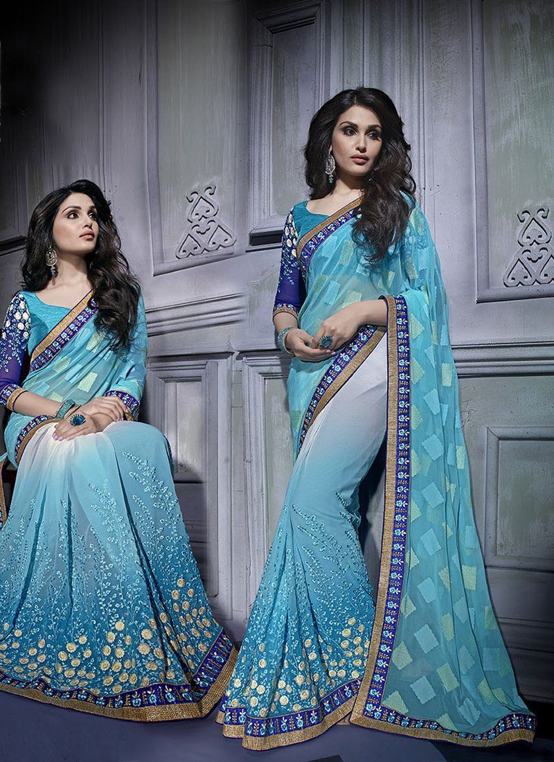 Embroidered Sarees  - sky blue - Indian Clothing in Denver, CO, Aurora, CO, Boulder, CO, Fort Collins, CO, Colorado Springs, CO, Parker, CO, Highlands Ranch, CO, Cherry Creek, CO, Centennial, CO, and Longmont, CO. Nationwide shipping USA - India Fashion X
