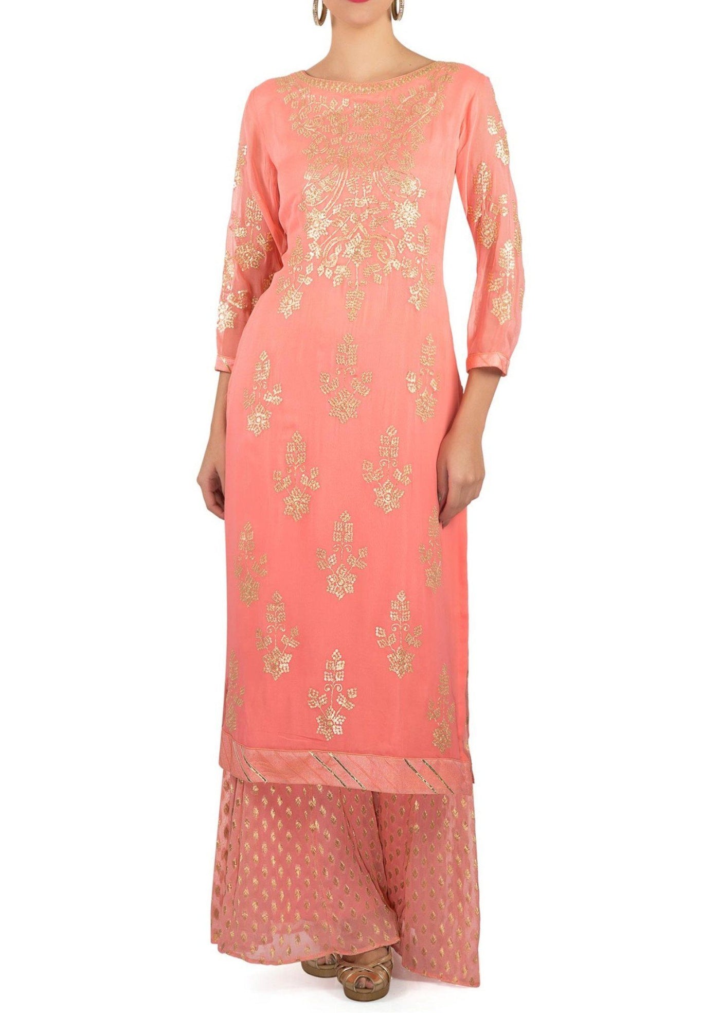 Candy Pink Palazzo Suit - Indian Clothing in Denver, CO, Aurora, CO, Boulder, CO, Fort Collins, CO, Colorado Springs, CO, Parker, CO, Highlands Ranch, CO, Cherry Creek, CO, Centennial, CO, and Longmont, CO. Nationwide shipping USA - India Fashion X