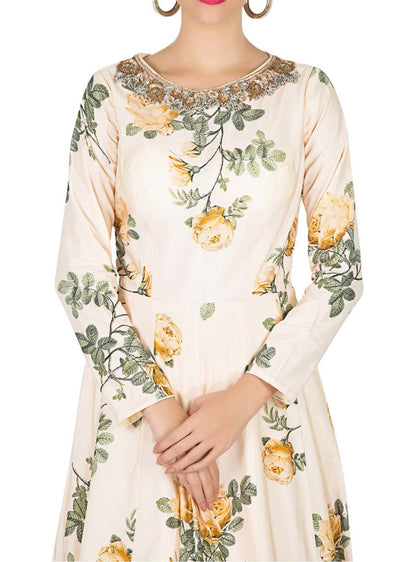 Vanilla cream anarkali gown - Indian Clothing in Denver, CO, Aurora, CO, Boulder, CO, Fort Collins, CO, Colorado Springs, CO, Parker, CO, Highlands Ranch, CO, Cherry Creek, CO, Centennial, CO, and Longmont, CO. Nationwide shipping USA - India Fashion X