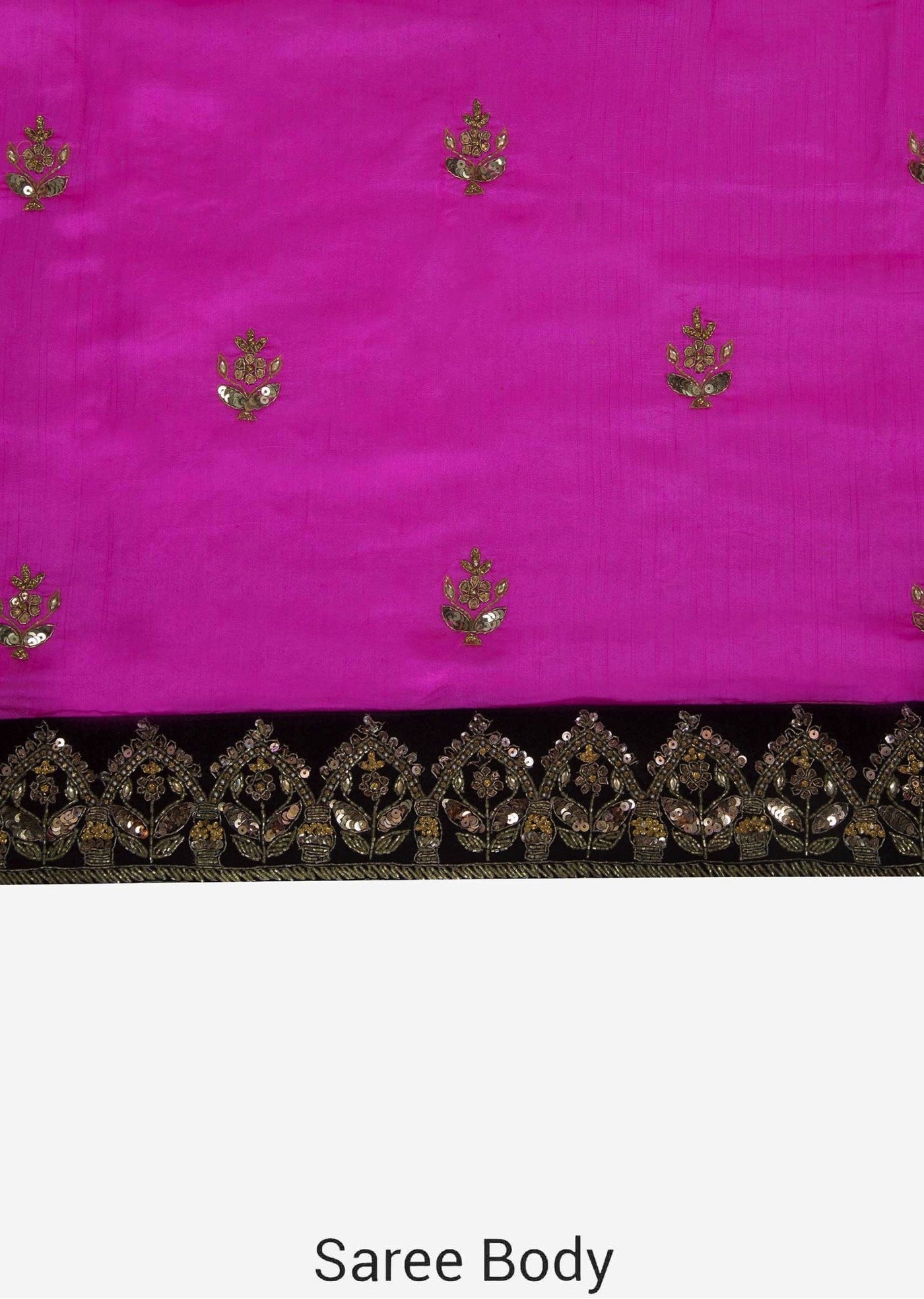 Fuchsia pink saree in silk with chariot motif embroidered border Indian Clothing in Denver, CO, Aurora, CO, Boulder, CO, Fort Collins, CO, Colorado Springs, CO, Parker, CO, Highlands Ranch, CO, Cherry Creek, CO, Centennial, CO, and Longmont, CO. NATIONWIDE SHIPPING USA- India Fashion X