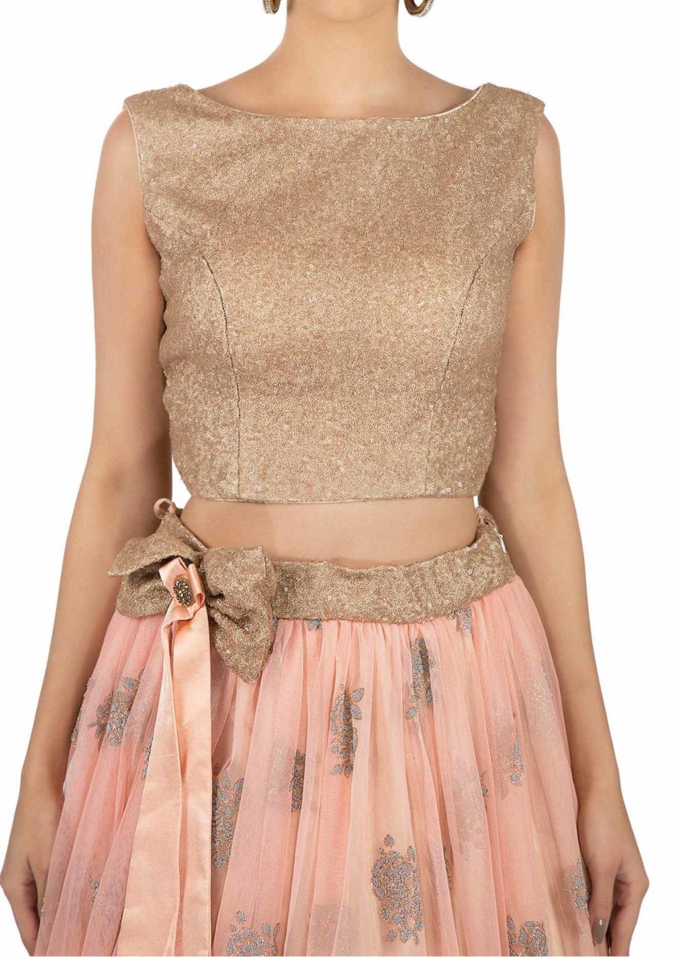 Peach lehenga in sequin work - Indian Clothing in Denver, CO, Aurora, CO, Boulder, CO, Fort Collins, CO, Colorado Springs, CO, Parker, CO, Highlands Ranch, CO, Cherry Creek, CO, Centennial, CO, and Longmont, CO. Nationwide shipping USA - India Fashion X