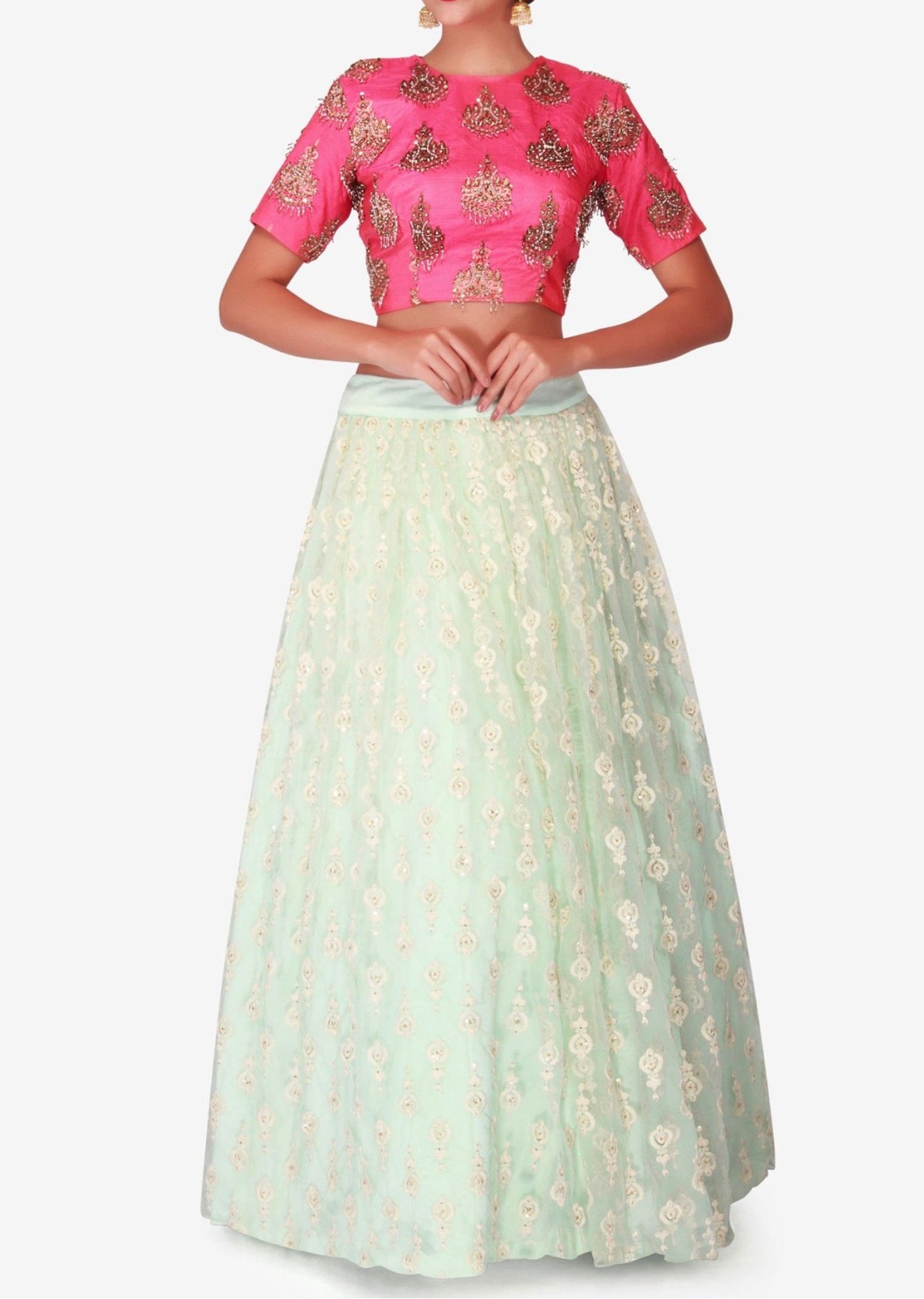 Mint blue lehenga in net - Indian Clothing in Denver, CO, Aurora, CO, Boulder, CO, Fort Collins, CO, Colorado Springs, CO, Parker, CO, Highlands Ranch, CO, Cherry Creek, CO, Centennial, CO, and Longmont, CO. Nationwide shipping USA - India Fashion X